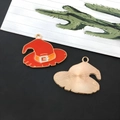 Halloween toenaarshoed hanger van legering met rood emaille voor DIY sieraden maken - Oranje Tovenaarshoed 26x22 (14003)