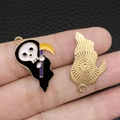 DIY alloy enamel grim reaper charm with scythe for creative jewelry making - Scythe Ghost (15131)