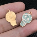 Cute mummy pendant for DIY jewelry, blue and gold enamel halloween charm for crafts - Lake Blue Mummy (15134)