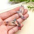 Détail de pendentifs colibris colorés en acrylique avec trous pour la création de bijoux - Pic-vert Orange (23948)