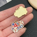 Star-shaped enamel 4th of July charm with red, white, and blue patriotic fireworks - KC Gold Blue White Red Enamel Alloy July 4th Independence Day Plaque