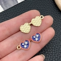 Star-spangled heart eyewear charms with American flag enamel and golden texture - KC Gold Blue White Red Enamel Alloy USA Flag Star Glasses