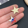 Star-shaped alloy pendants with American flag enamel and golden texture details - KC Gold Blue White Red Enamel Alloy USA Flag Pentagram