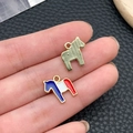 Golden and red-white-blue enameled Swedish horse charm for DIY jewelry making - KC Gold Blue White Red Enamel Alloy USA Flag Striped Zebra