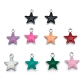 Set of 10 colorful enamel star charms in stainless steel for DIY jewelry making - Assorted Colors / Steel Color Star (T2735)