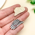 Miniature cowboy hat pendants with gold plating and checkered enamel for DIY jewelry - Gold Black White Checkered Cowboy Hat (23760)