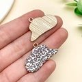 Pink leopard print and gold textured cowboy hat pendants with hanging loops for DIY jewelry - Gold Black White Leopard Cowboy Hat (23761)