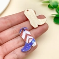 DIY American flag enamel cowboy boot charms in gold alloy for jewelry making - Gold Blue Print Cowboy Boot (23766)