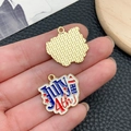 Star-shaped July 4th American flag alloy enamel pendant for DIY jewelry crafting - KC Gold Blue White Red Enamel Alloy July 4th Independence Day Plaque