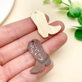Golden metal and wood texture western cowboy boot pendants for DIY jewelry making - Gold Brown Print Cowboy Boot (23767)