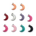 Colorful stainless steel moon pendants with enamel finish for DIY jewelry making sets - Assorted Colors / Steel Color Moon (T2737)