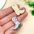 Pink and blue enamel cowboy boot charms with gold star details for DIY jewelry - Gold Light Purple Print Cowboy Boot (23769)