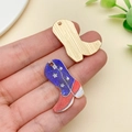 Cowboy boot pendant featuring American flag stars and stripes pattern for DIY jewelry - Gold Blue Print Cowboy Boot (23770)