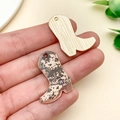 Retro cowboy boot charms with golden stripes and brown cow print pattern for DIY jewelry - Gold Light Brown Print Cowboy Boot (23771)