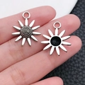 Colgante de girasol en plata antigua para creación de joyas DIY con detalles florales - Flor de Sol de Plata Antigua (11412)