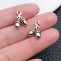 Colgante de bellota vintage plateado para creación de joyas DIY de Acción de Gracias - Piña Plata Antigua (6562)