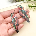 Colgantes de colibrí de acrílico coloridos para joyería DIY, sostenidos en la mano - Pájaro Carpintero Naranja (23942)