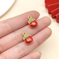 Macro di ciondoli a forma di sacchetto portafortuna in smalto rosso per creazione gioielli - Borsa di Monete di Fortuna in Oro Lucido Smalto Rosso Verde (22798)