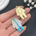 Detail of enamel doctor coat pendant and engraved gold metal back for DIY keychains - Blue Lab Coat (23071)