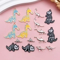 Colorful dinosaur enamel pendants and charms set for DIY jewelry and keychain making - Mixed Dinosaur Styles (SN559)