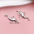 Detailed view of silver dinosaur alloy pendants for DIY necklace and keychain making - Antique Silver Brachiosaurus (2381)