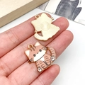 Cute brown striped cat charm in alloy oil drip finish for DIY crafts and keychains - 23541-KC Gold Dark Coffee Painted Cat