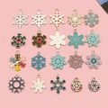 Lot de 20 pendentifs flocons de neige colorés en émail pour la création de bijoux DIY - 20 Pièces/Paquet / Ensemble de Chute de Neige de Noël (SN977)