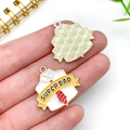 Close-up of Super Dad enamel shirt charm with red tie for Father's Day DIY gift - White Shirt and Tie Style (23494)