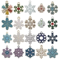 Set mit 20 bunten Emaille-Schneeflocken-Anhängern mit Strass für DIY-Schmuckherstellung - Emaille Weihnachten Schneeflocken-Set (SN977)