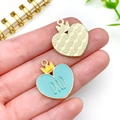 Detail of heart-shaped DAD charms with crown for DIY necklace and keychains - Lake Blue Crown Heart Style (23492)