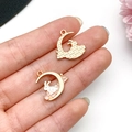 Cute golden rabbit and moon enamel pendant charms for DIY jewelry and keychains - Moon Cloud Rabbit Pendant (23084) / 1 Piece (16x17mm) / White