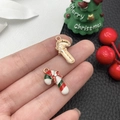 Weihnachtlicher Emaille-Zuckerstangen-Anhänger mit roter Schleife für DIY-Schmuck - Weihnachts-Zuckerstange (12529)