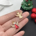 Weihnachtsengel-Anhänger mit roter Emaille und Strasssteinen für DIY-Schmucksets - Weihnachtsengel (12532)