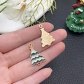 Weihnachtsbaum-Anhänger aus Emaille mit Stern und Öse für DIY-Schmuckherstellung - Weiß-Grüner Weihnachtsbaum (14172)