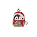 Weihnachts-Pinguin-Anhänger mit roter Mütze und Schal in vergoldeter Emaille-Optik - Weihnachtspinguin (14174)