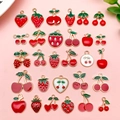 Bunte Obst-Anhänger Set aus Emaille mit Kirschen und Erdbeeren für DIY Schmuckherstellung - 30-teiliges Emaille-Obst-Erdbeer-Apfel-Kirsch-Serie-Set (SN1374)