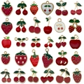 Assorted fruit-shaped alloy enamel pendants including strawberry and cherry for DIY jewelry - Mixed Fruit Style