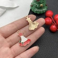 DIY Emaille-Weihnachtsmützen-Anhänger und goldene Rückseite für festlichen Schmuck - Rot-Weiße Weihnachtsbaum (14293)