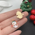 DIY Schneemann Anhänger für Schmuck mit vergoldeter Rückseite und Weihnachtsthema - Goldener Schneemann (14185)