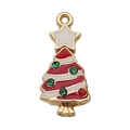 Weihnachtsbaum Anhänger mit rot-weißer Emaille und Strasssteinen für DIY Schmuck - Weißer Strass-Baum (12522)