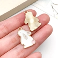 Pendentif lapin en émail blanc et finition dorée pour bijoux DIY et porte-clés - Lapin en Émail Blanc Or KC (23163)