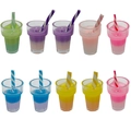 Set of 10 colorful resin mini milkshake cup pendants with colorful straws for DIY crafts - 6 Styles Mixed (SN1541)