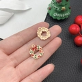 Weihnachtskranz Anhänger aus Legierung mit roter und grüner Emaille für DIY-Schmuck - Rot Grüner Kranz (14192)