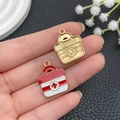 DIY first aid kit charms in red-white enamel and textured gold alloy finish - Red Medicine Box (23060)