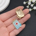 Creative medical notebook alloy pendant with light blue oil drip and red cross icon - Blue Casebook (23062)