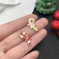 Weihnachts-Zuckerstangen-Anhänger mit roter Schleife für DIY Schmuckherstellung - Rot Weiße Zuckerstange (14281)