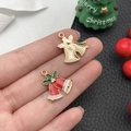 Weihnachtsglocken-Anhänger-Set mit Emaille und Goldpunkten für DIY Schmuckherstellung - Rote Glocke (14210)
