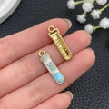 Blue liquid enamel test tube pendant and golden alloy laboratory charms for DIY crafts - Blue Test Tube (23064)