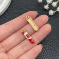 DIY gold and red enamel test tube charms for jewelry making and keychains - Red Test Tube (23065)