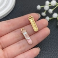 Laboratory theme science test tube charms in gold and pink enamel for DIY jewelry - Pink Test Tube (23066)